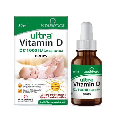 قطره اولترا ویتامین دی مکملی ایده آل جهت تامین ویتامین D مورد نیاز شیرخواران و اطفال است. ویتامین D یک ریزمغذی پیشرفته در بدن محسوب می شود که موجب جذب کلسیم از طریق روده هـا شده و به همین دلیل کاهش سطح ویتامین D در بدن با اختلالات کلسیمی و عوارض اسکلتی- عضلانی ناشی از آن همراه خواهد بود.